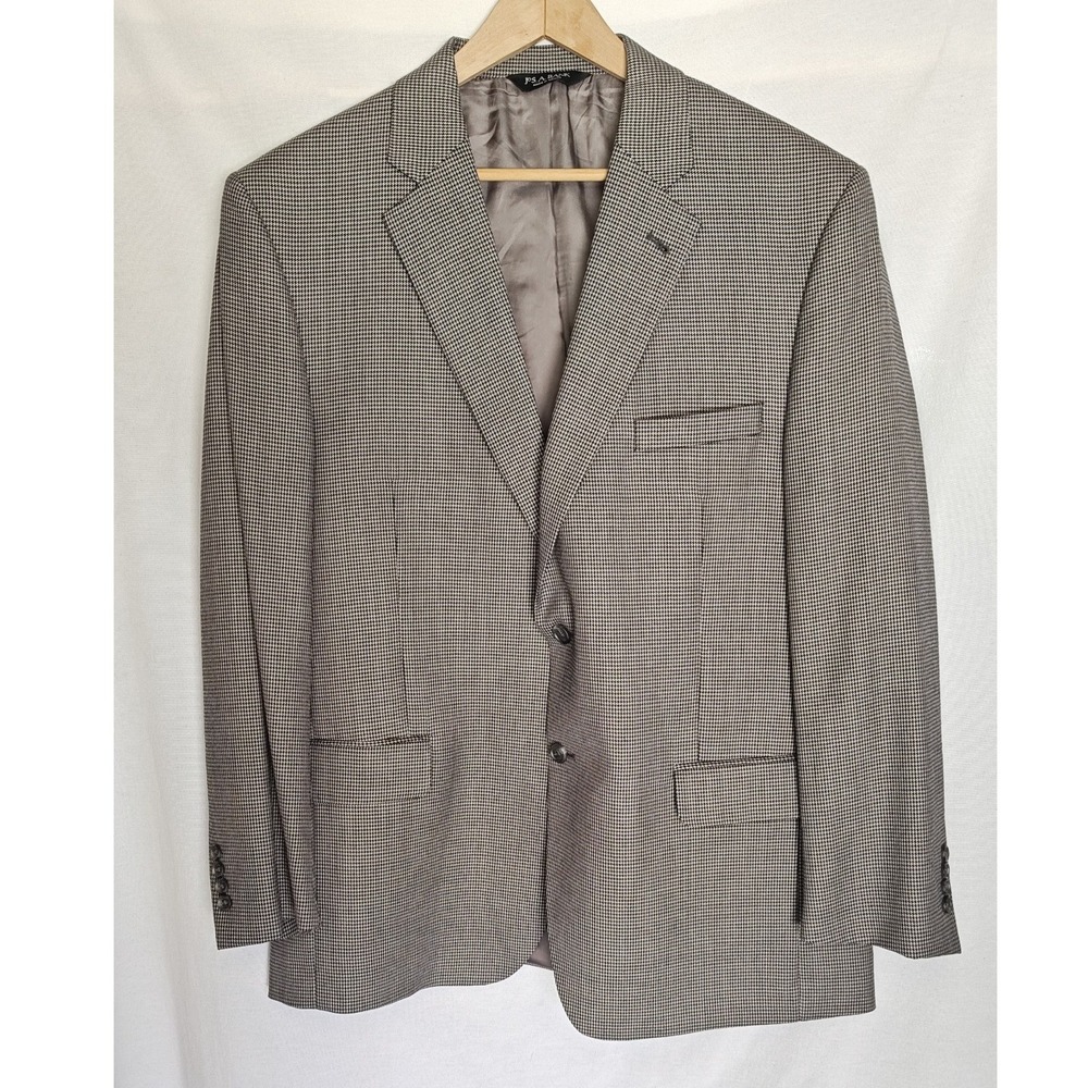 Jos. A. Bank Blazer Sport Coat 46R Grey Houndstooth 100% Wool 2-Button Gordon